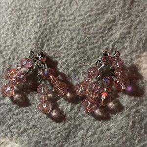 Elegant Pink Crystal Drop Earrings
